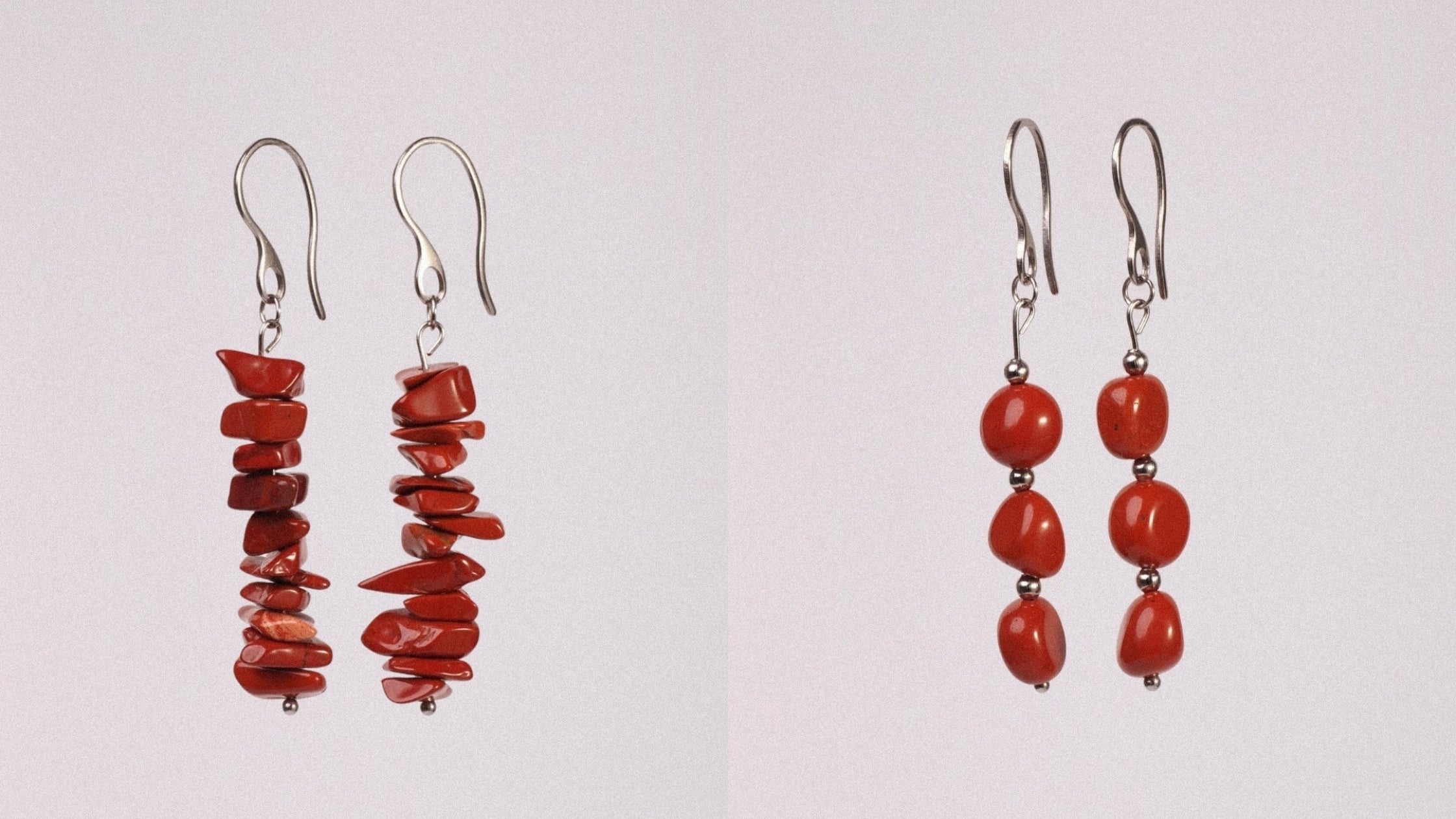 Pendientes de piedras naturales: con jaspe rojo