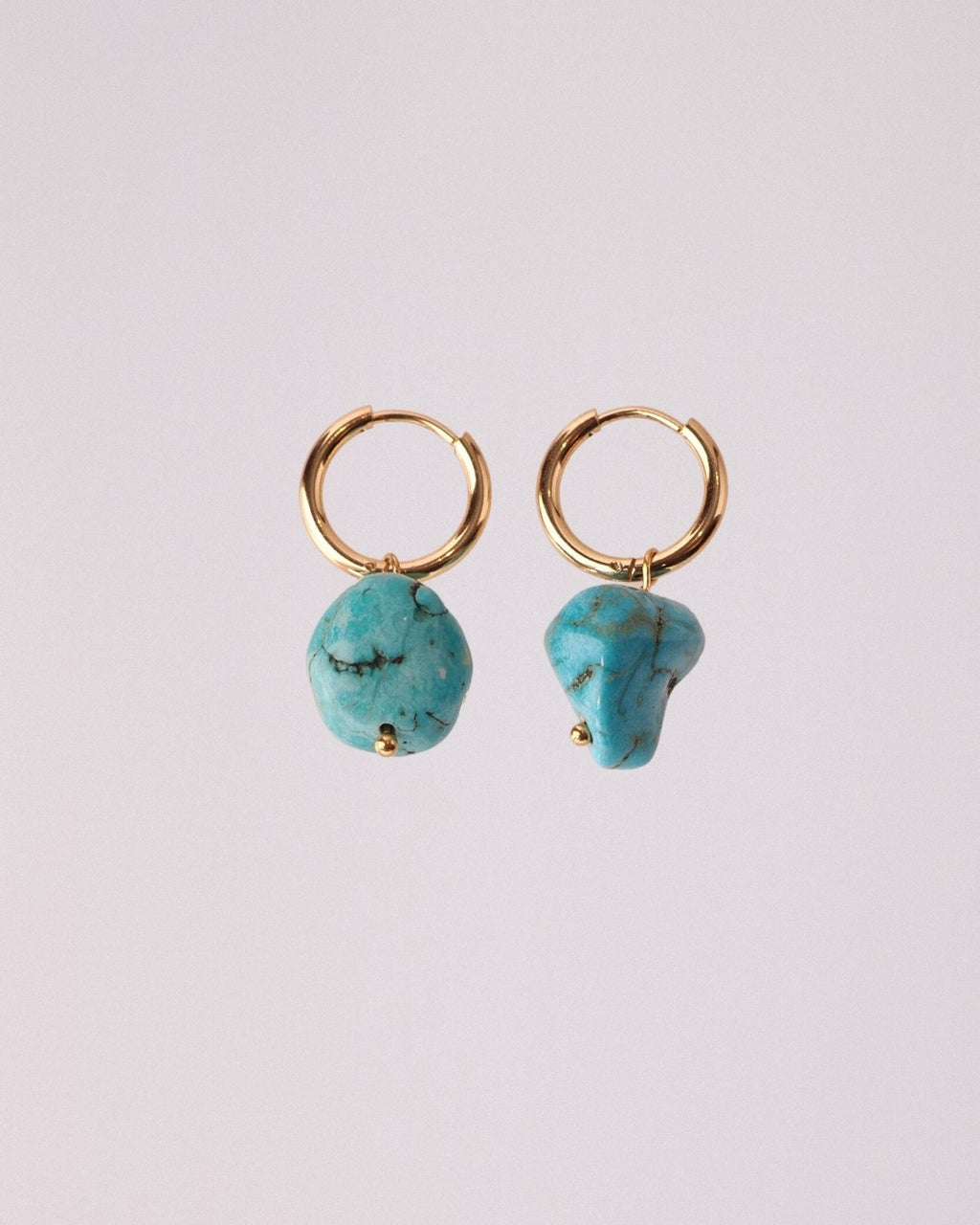 Pendientes Turquesa Irregular Acero Inoxidable Dorado
