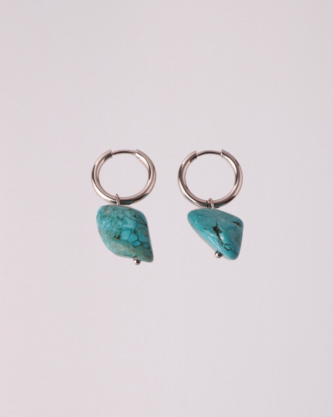 Pendientes Turquesa Irregular Acero Inoxidable
