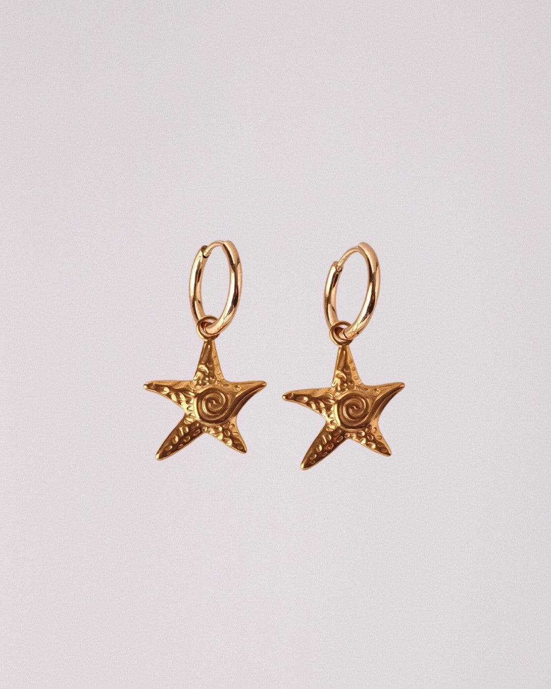 Pendientes Estrella de Mar Acero Inoxidable Dorado