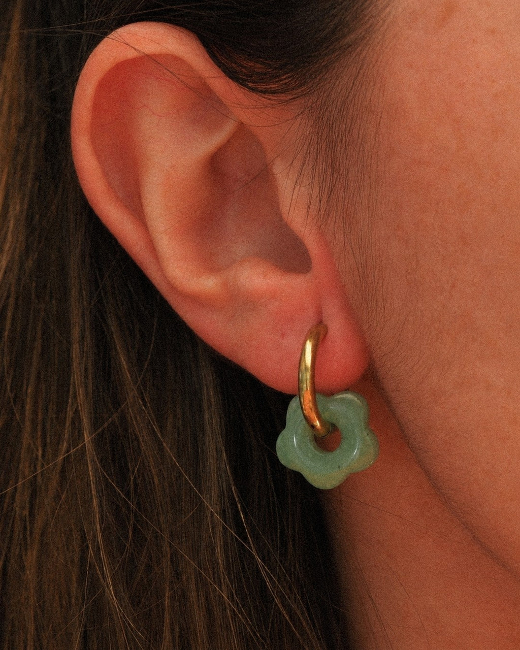 Pendientes Órbita Flor Acero Inoxidable Aventurina