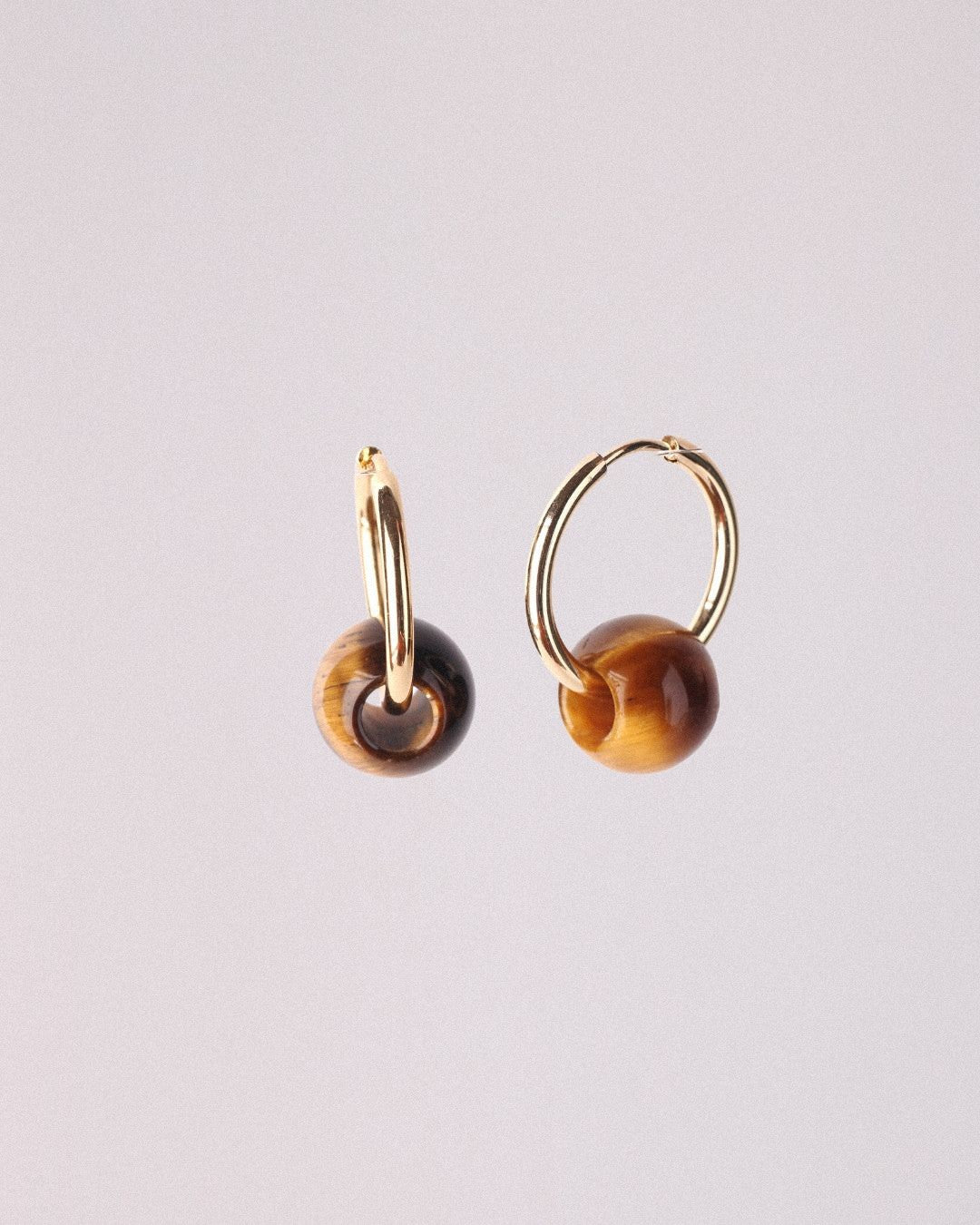 Pendientes Órbita Plus Acero Inoxidable Dorado Ojo de Tigre