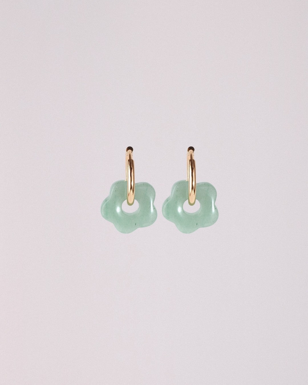 Pendientes Órbita Flor Acero Inoxidable Aventurina