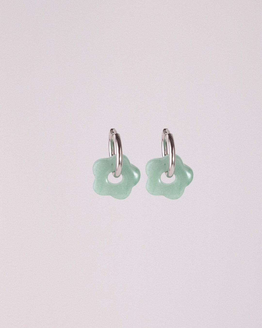 Pendientes Órbita Flor Acero Inoxidable Aventurina