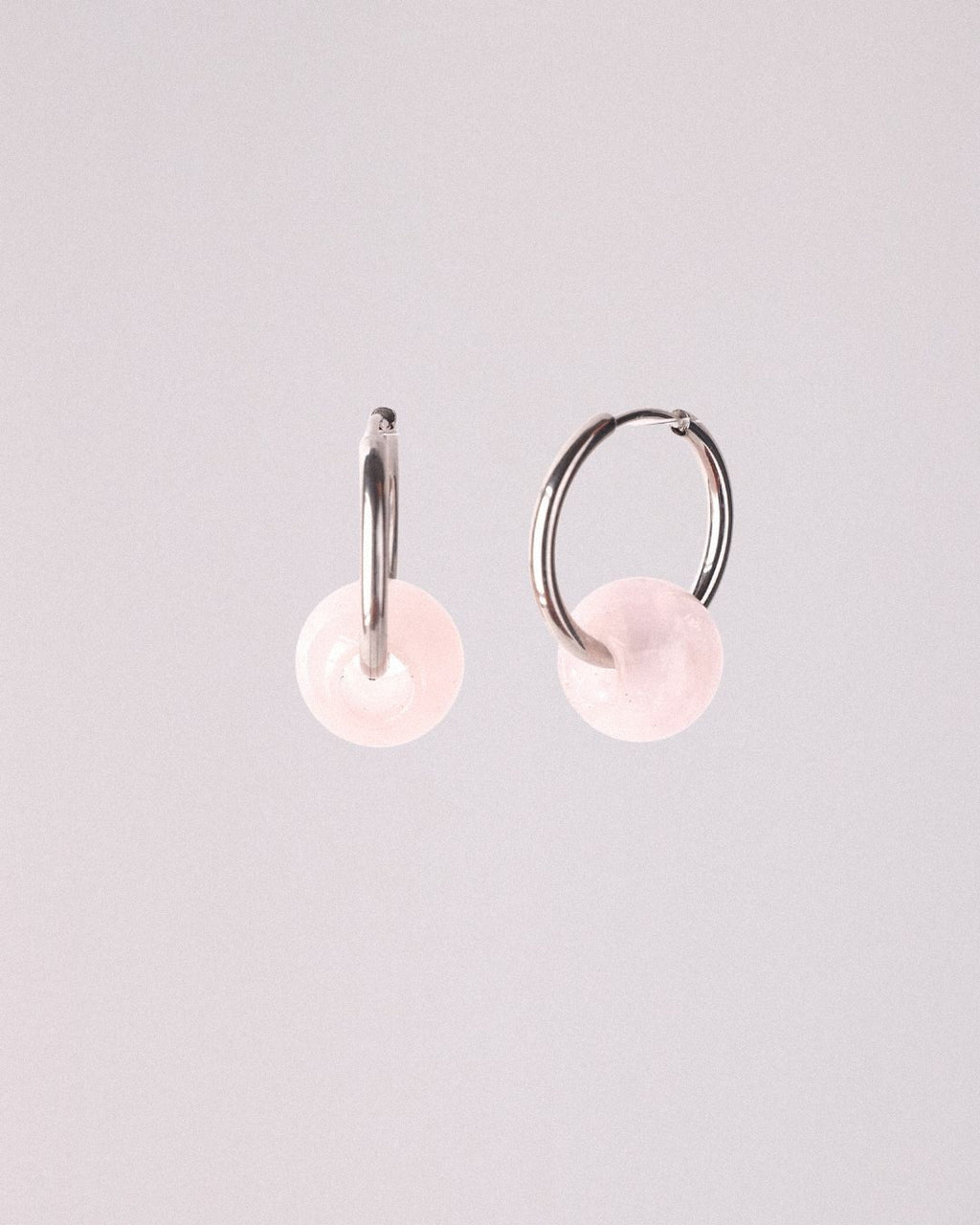 Pendientes Órbita Plus Acero Inoxidable Cuarzo Rosa
