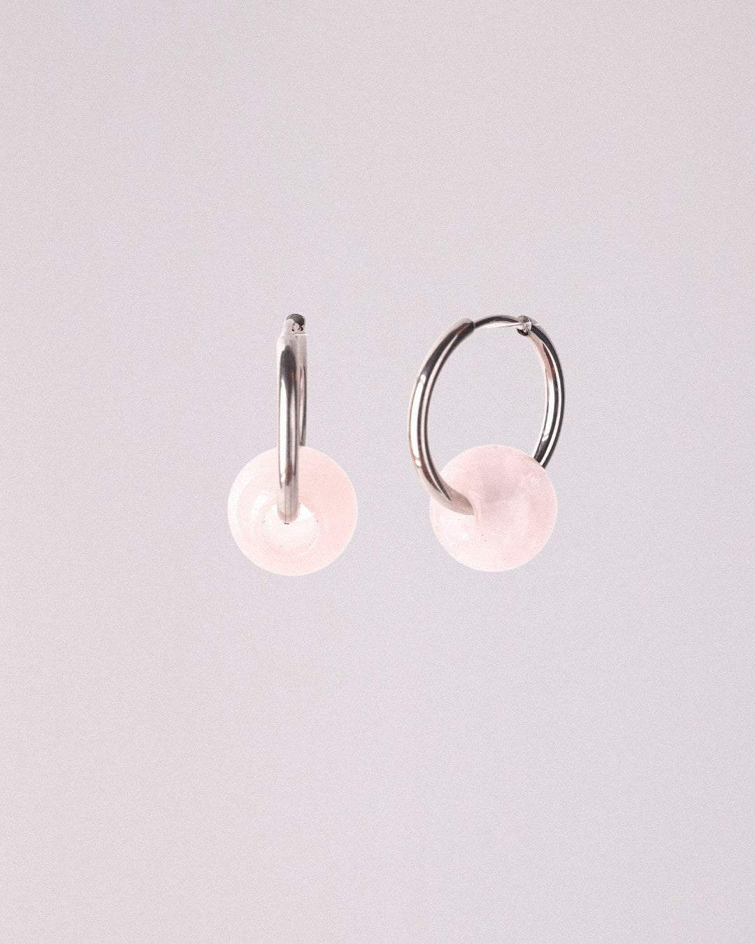 Pendientes Órbita Plus Acero Inoxidable Cuarzo Rosa
