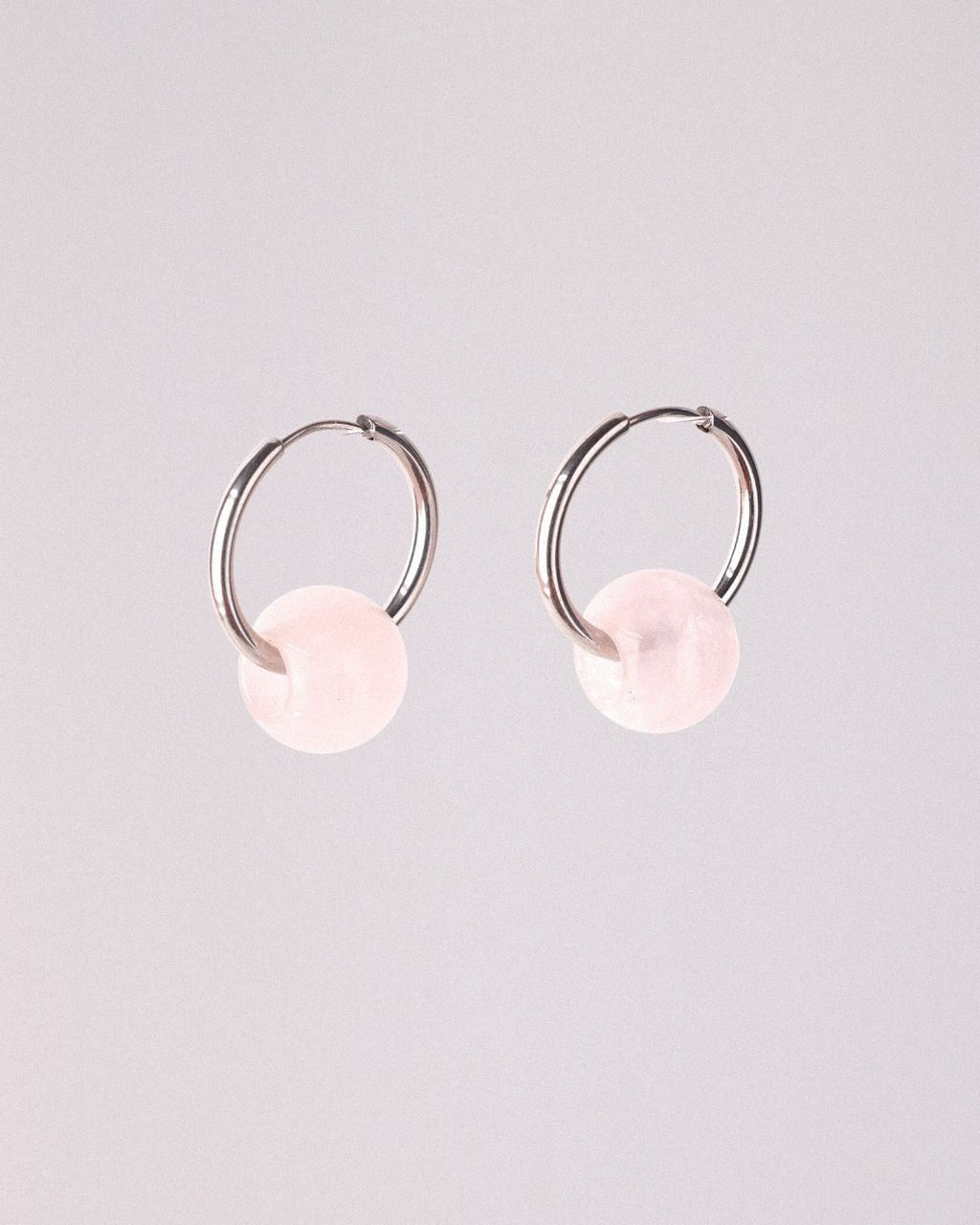 Pendientes Órbita Plus Acero Inoxidable Cuarzo Rosa