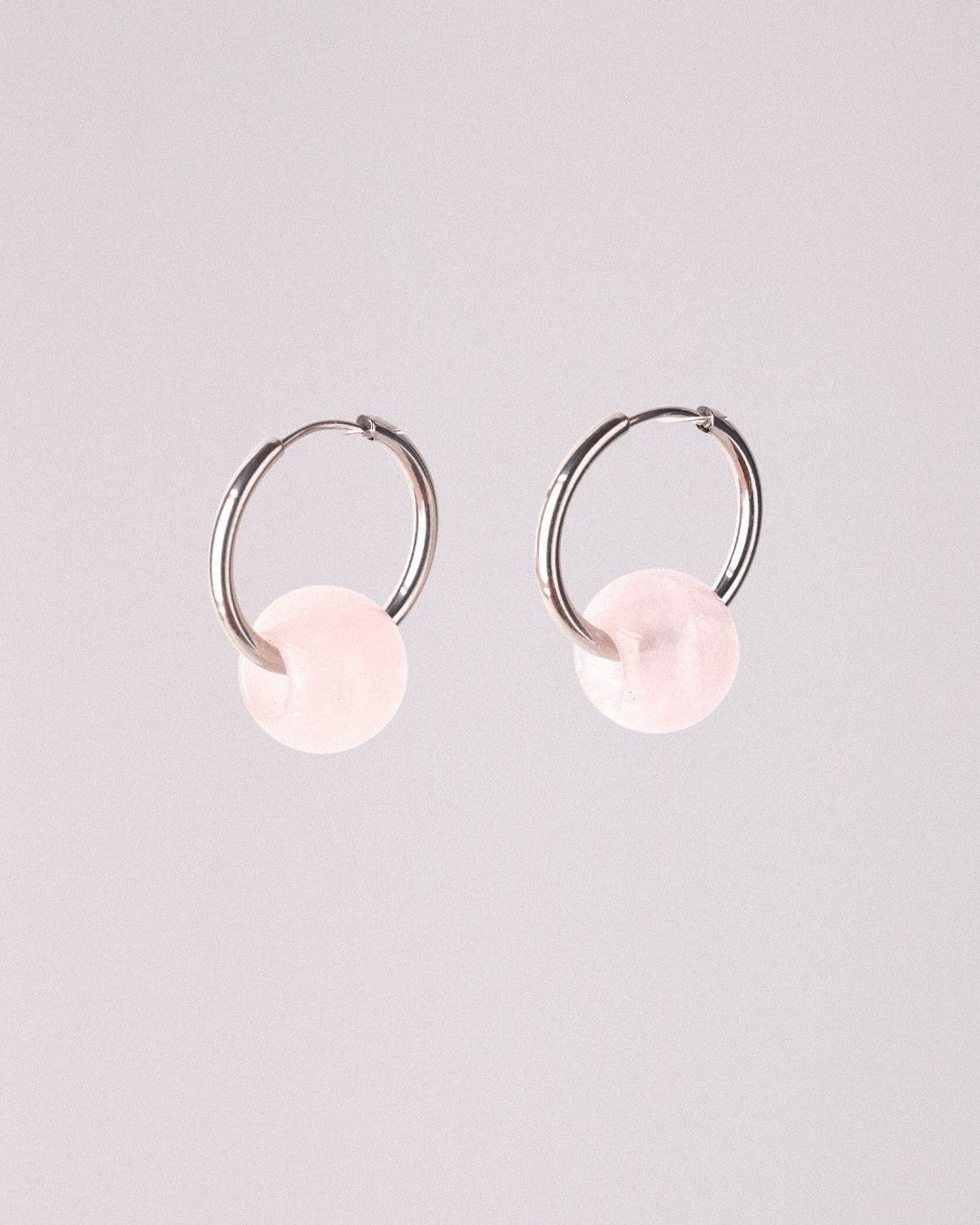 Pendientes Órbita Plus Acero Inoxidable Cuarzo Rosa