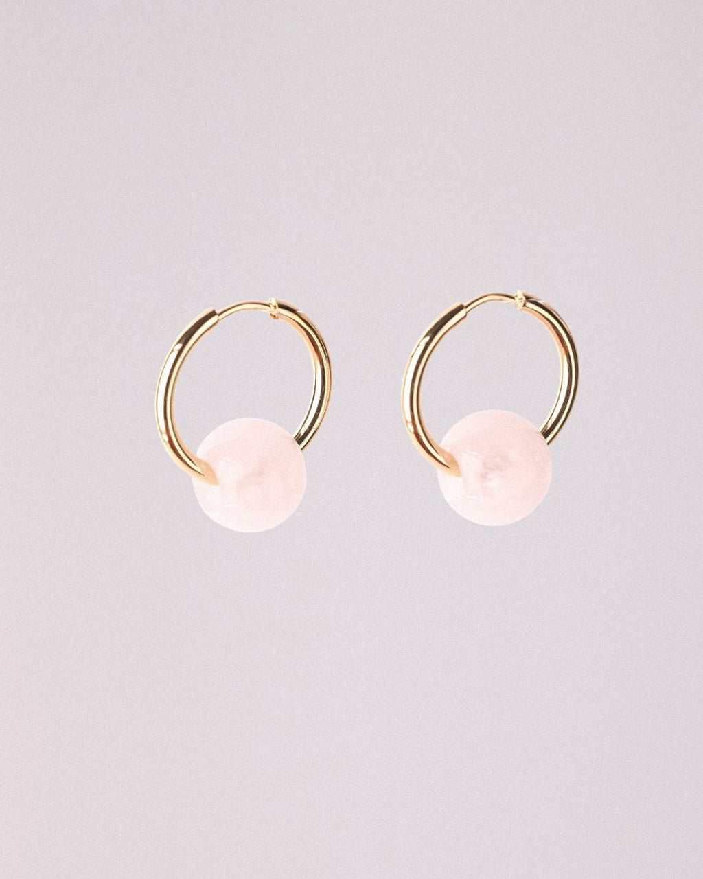 Pendientes Órbita Plus Acero Inoxidable Dorado Cuarzo Rosa