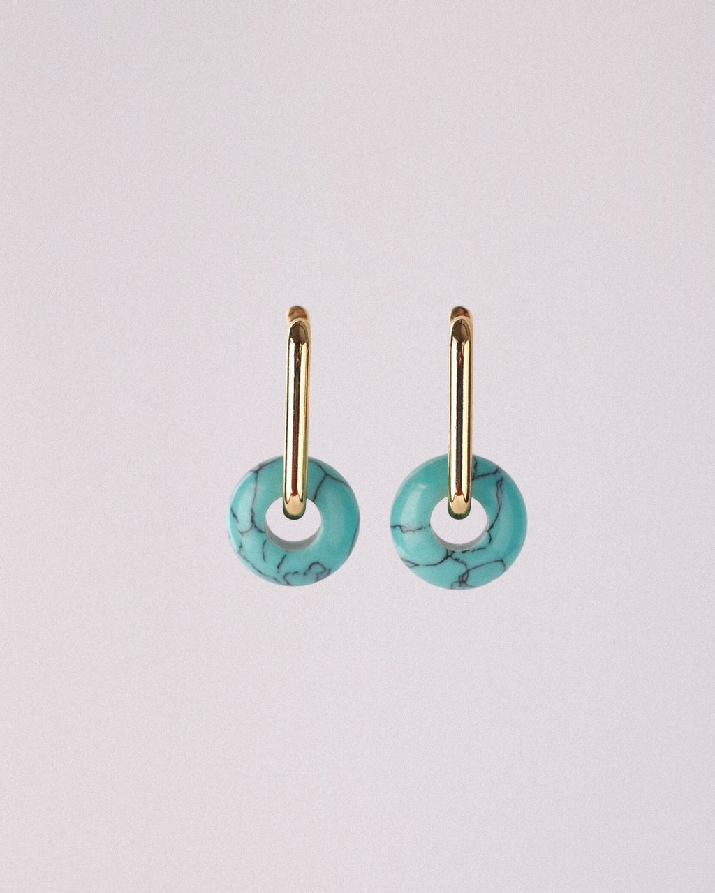 Pendientes Órbita Max Acero Inoxidable Dorado Turquesa