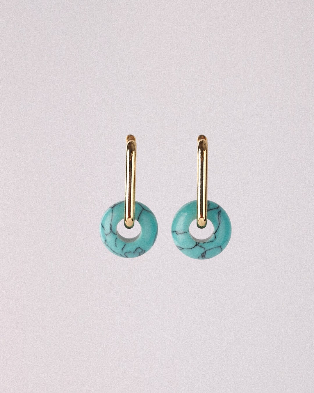 Pendientes Órbita Max Acero Inoxidable Dorado Turquesa