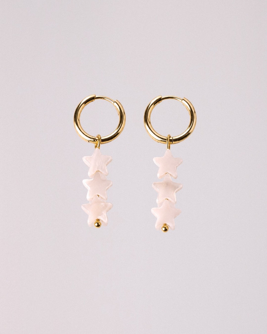 Pendientes Estrellas de Nácar Acero Inoxidable Dorado