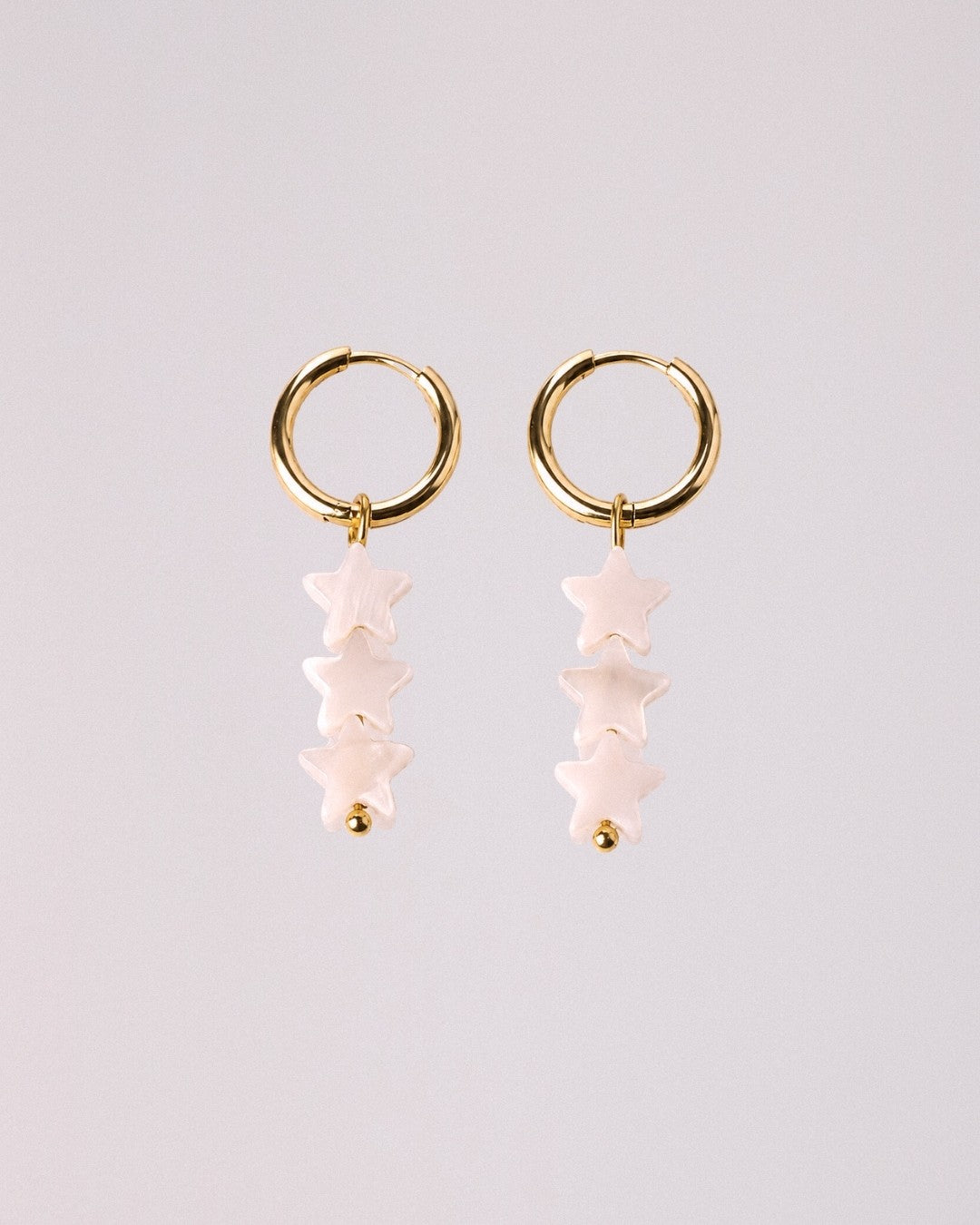 Pendientes Estrellas de Nácar Acero Inoxidable Dorado