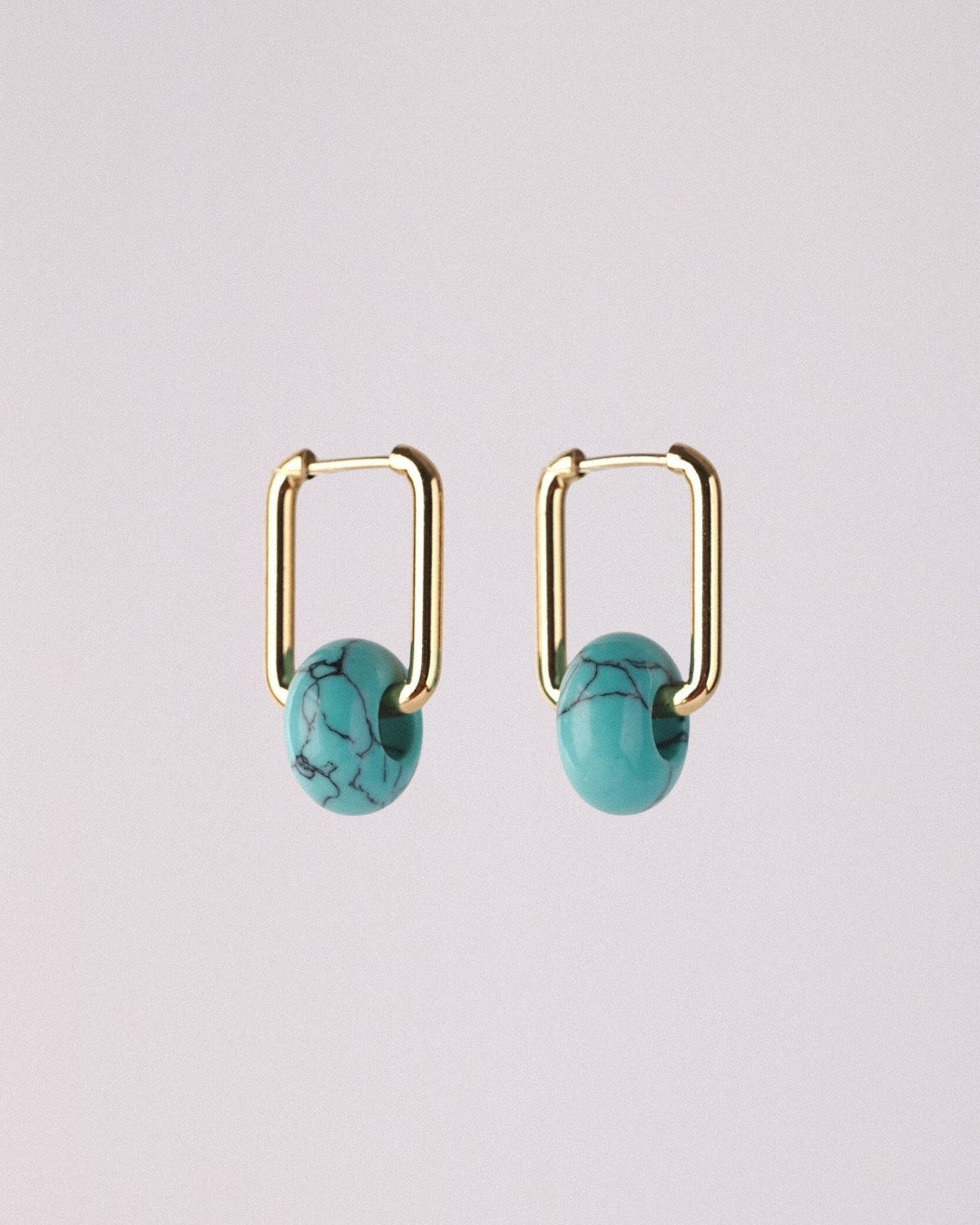 Pendientes Órbita Max Acero Inoxidable Dorado Turquesa