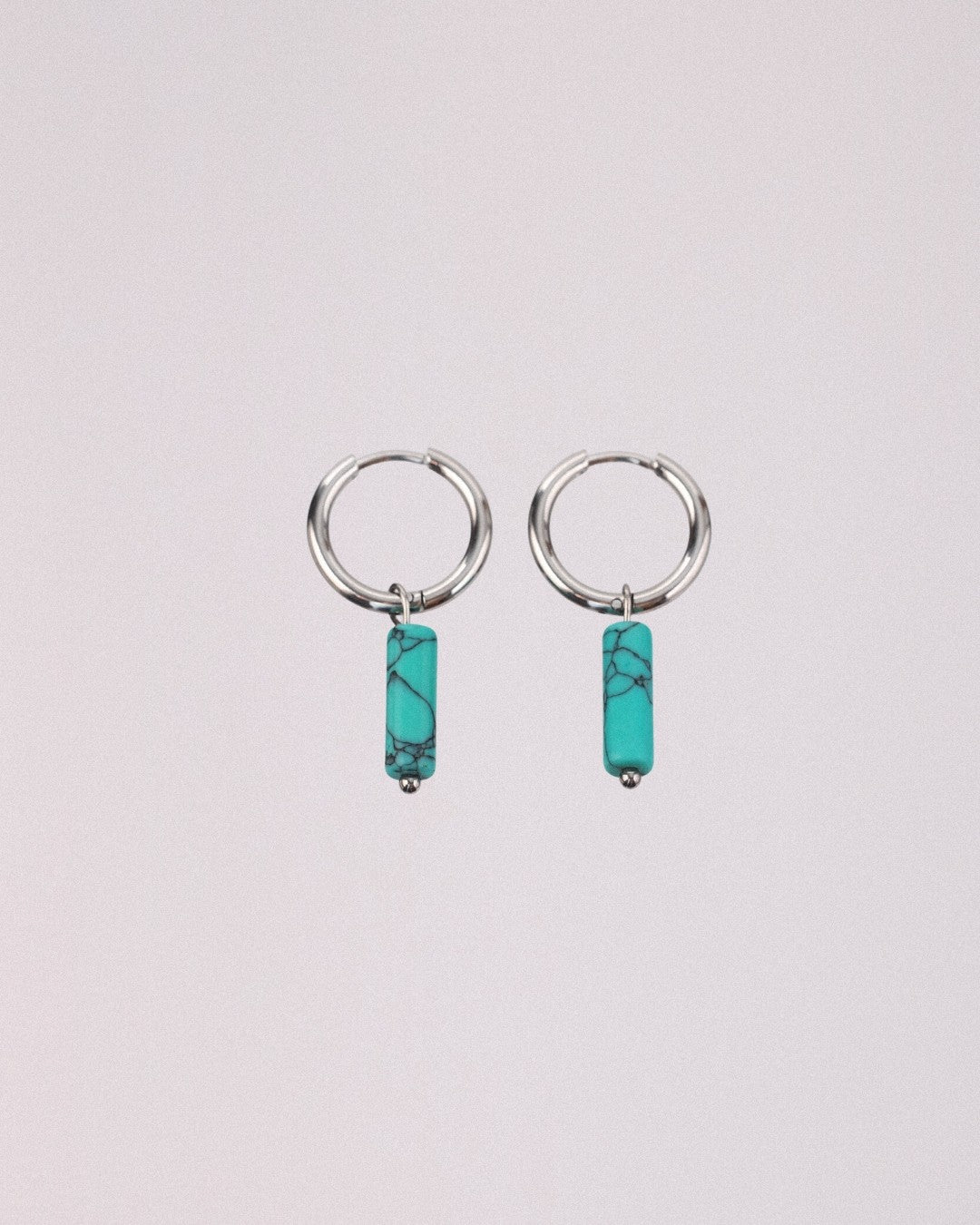 Pendientes Turquesa Rectangular Acero Inoxidable