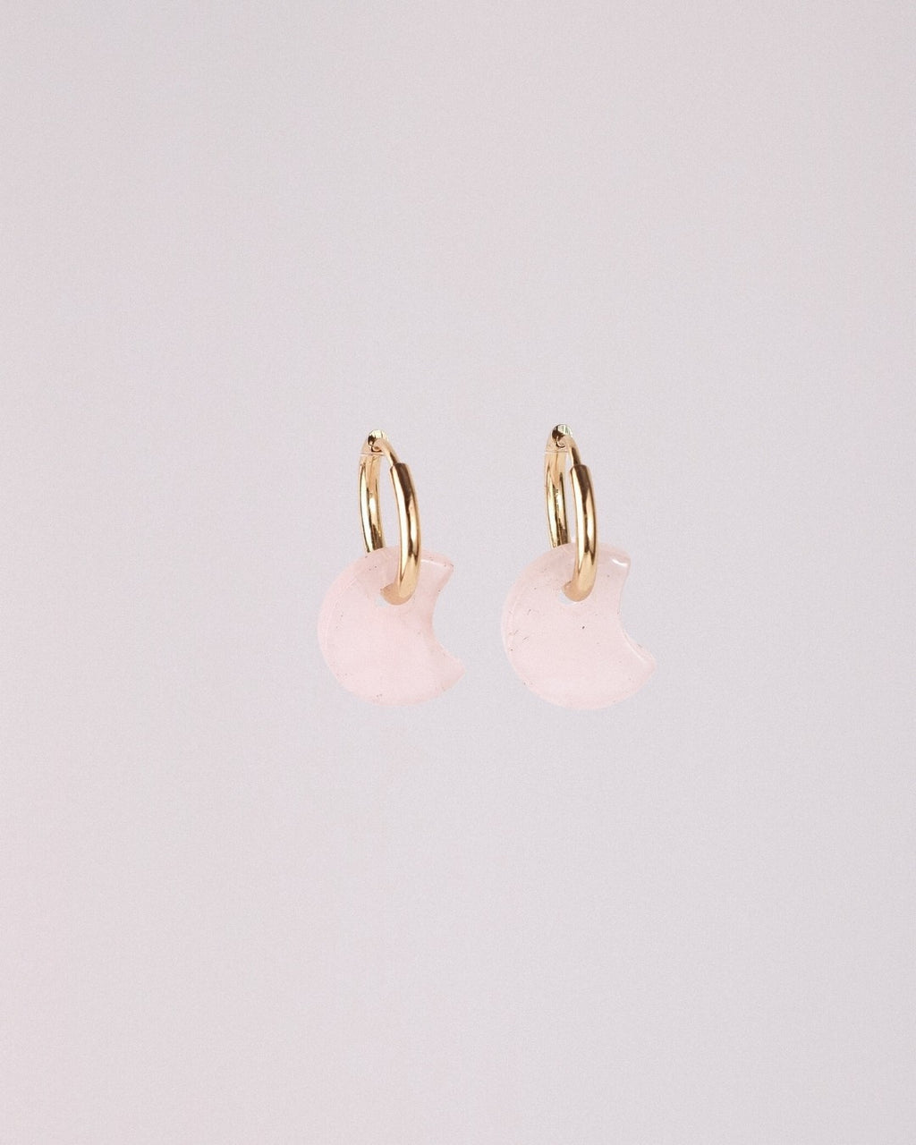 Pendientes Órbita Luna Acero Inoxidable Cuarzo Rosa