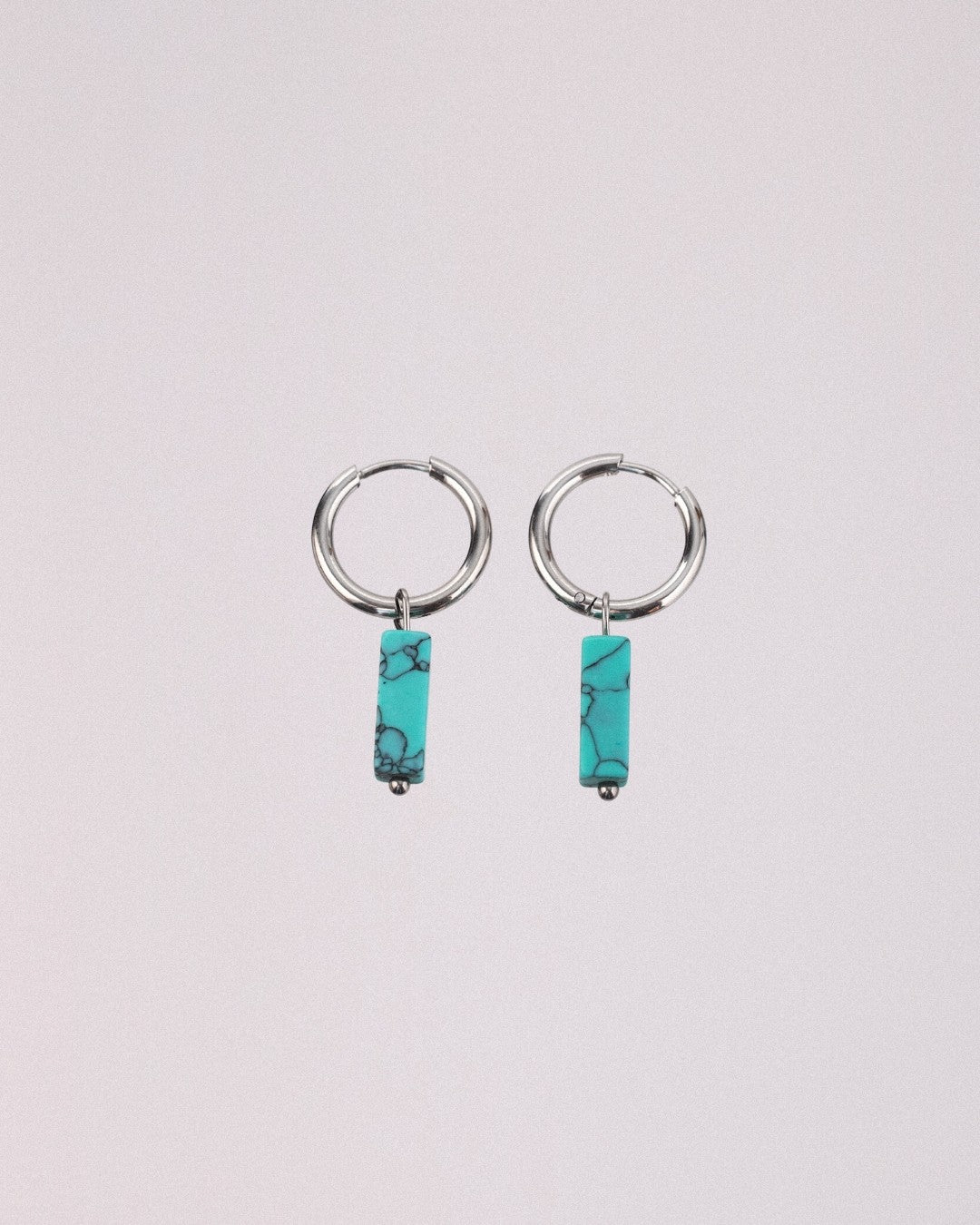Pendientes Turquesa Rectangular Acero Inoxidable