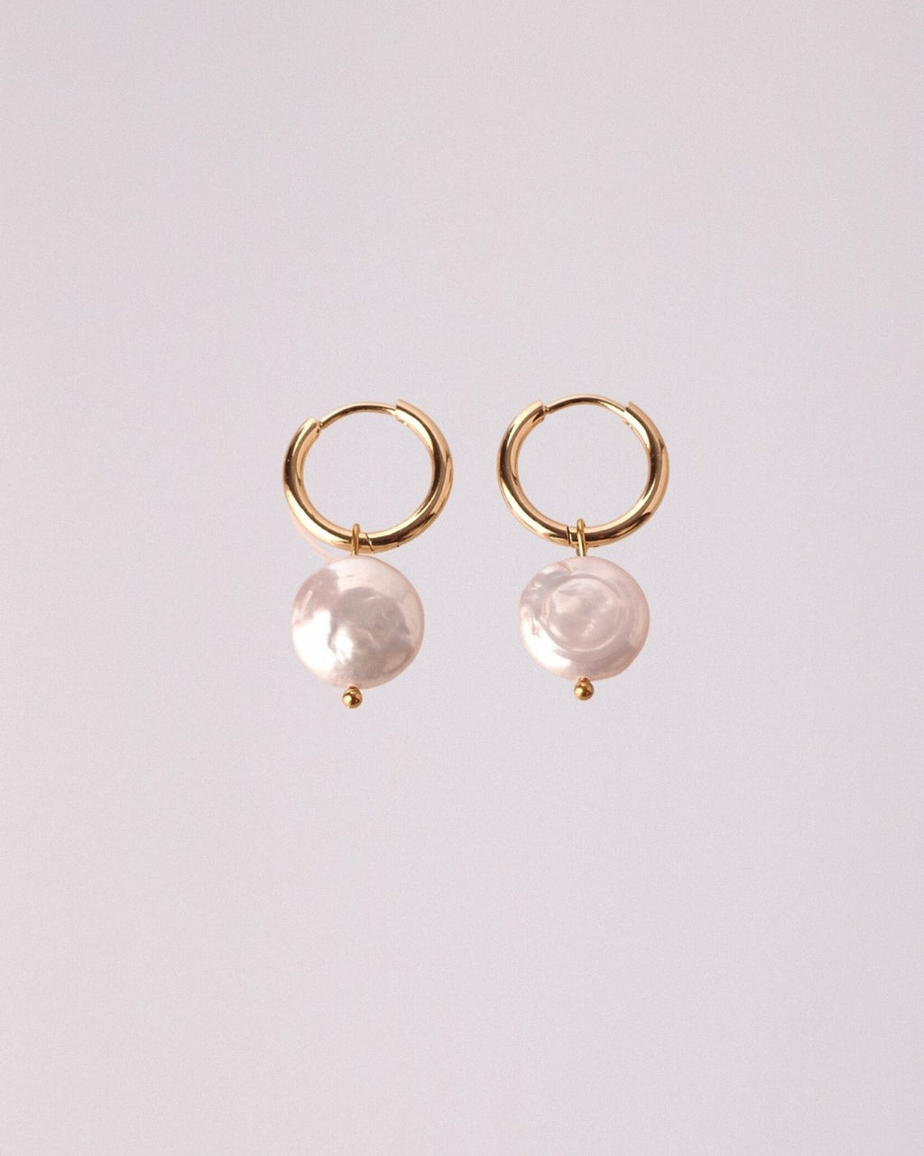 Pendientes Perla Circular Acero Inoxidable