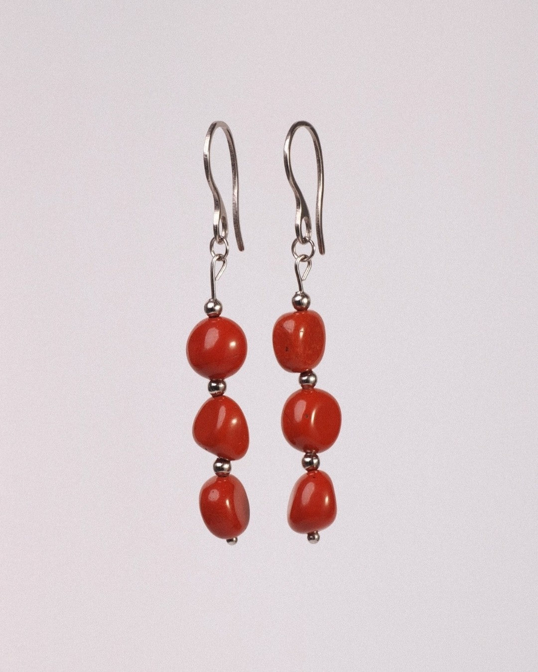 Pendientes Marte Acero Inoxidable Jaspe Rojo