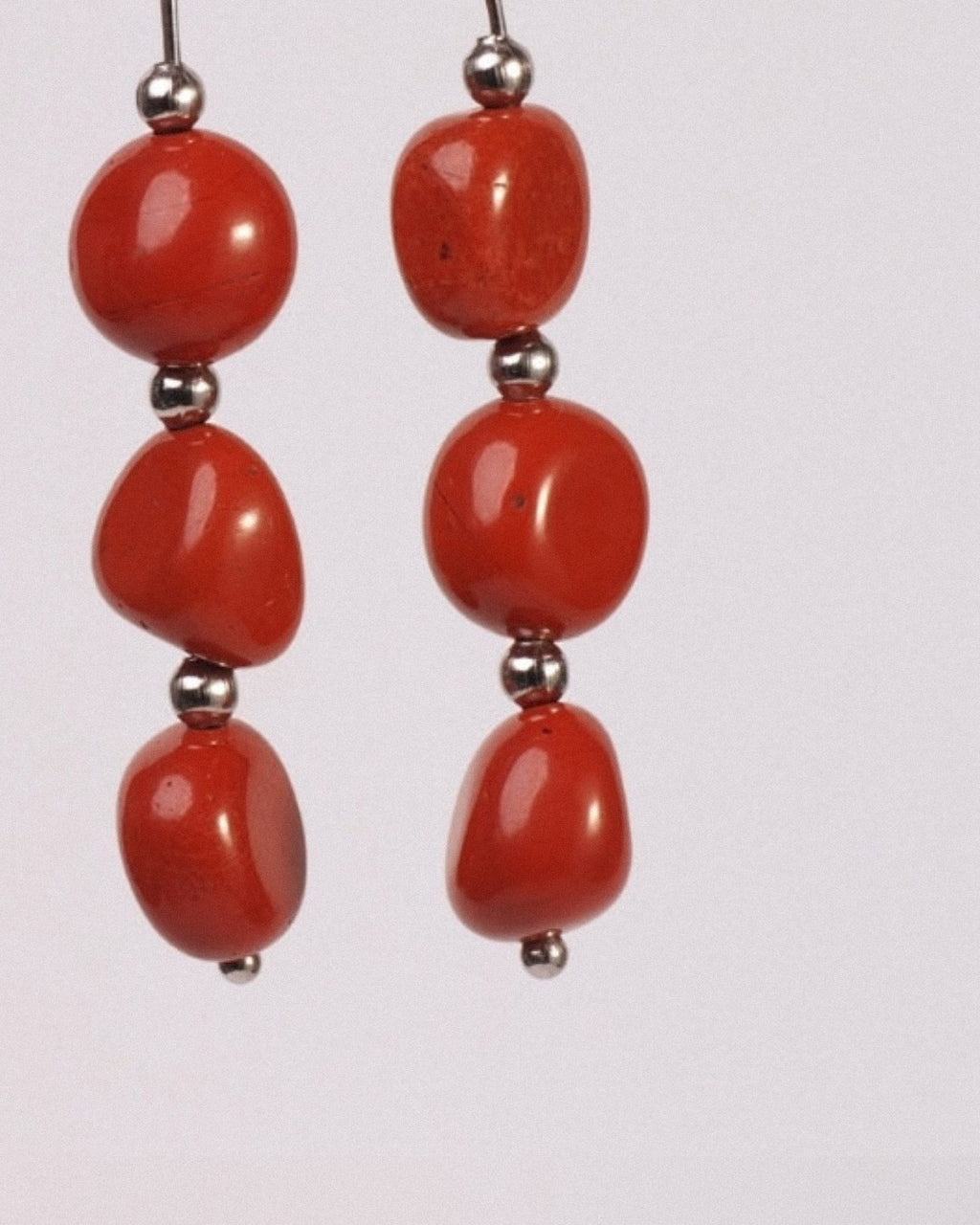 Pendientes Marte Acero Inoxidable Jaspe Rojo