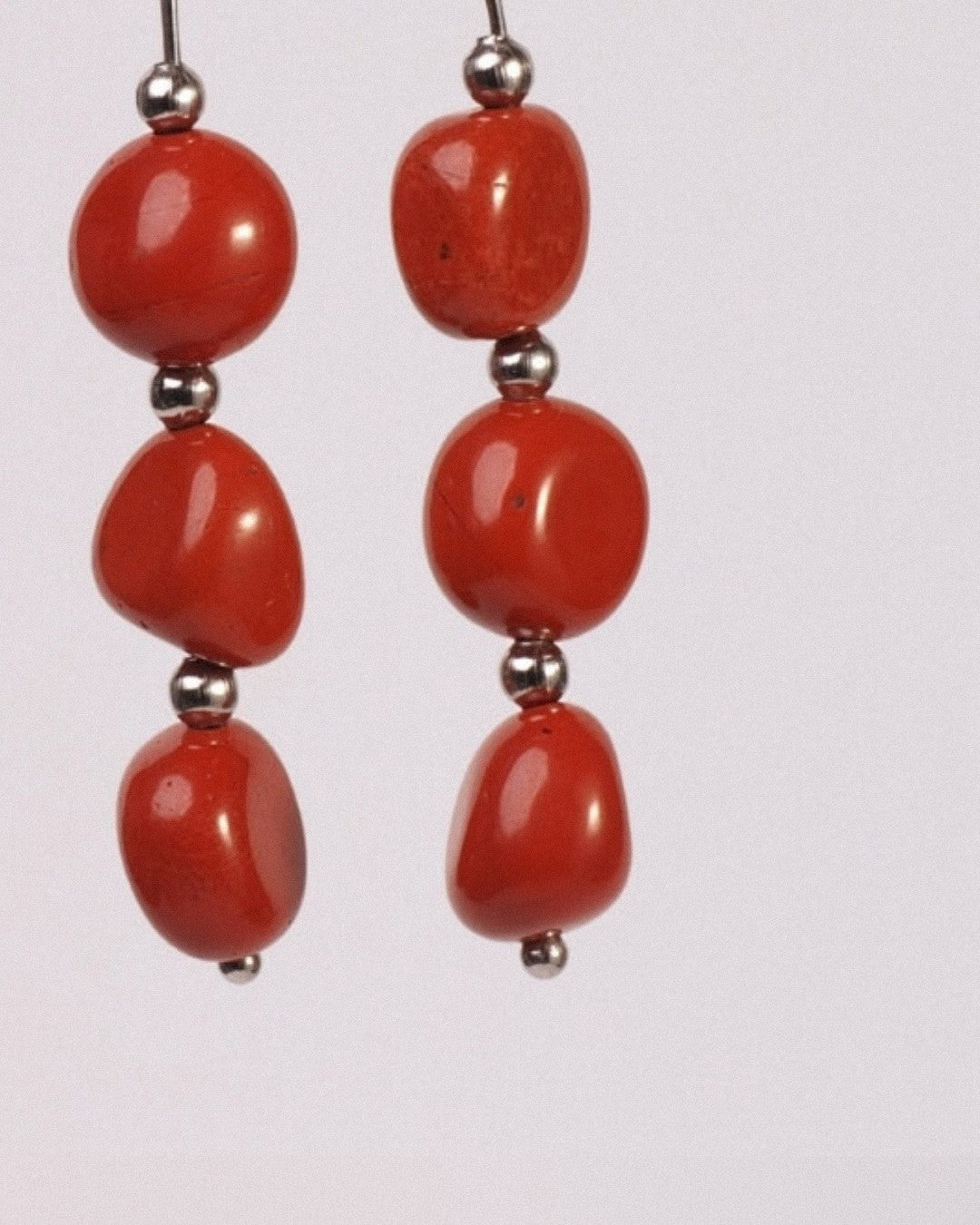 Pendientes Marte Acero Inoxidable Jaspe Rojo