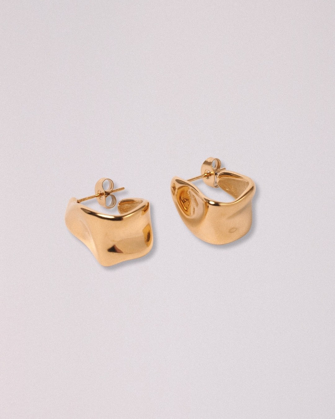 Pendientes Onda Acero Inoxidable Dorado
