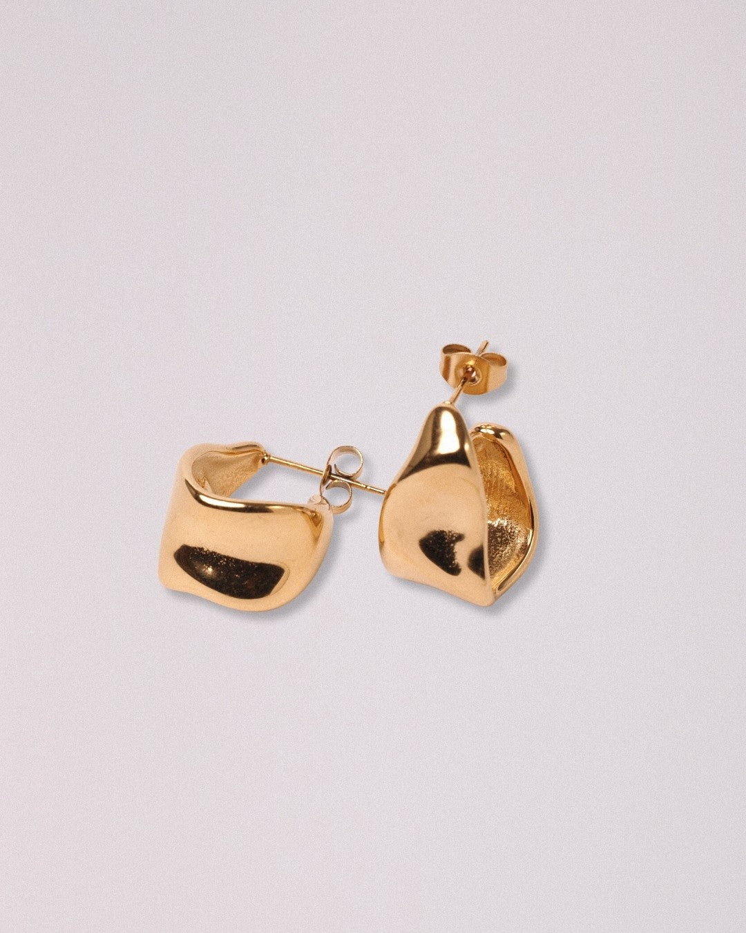 Pendientes Onda Acero Inoxidable Dorado