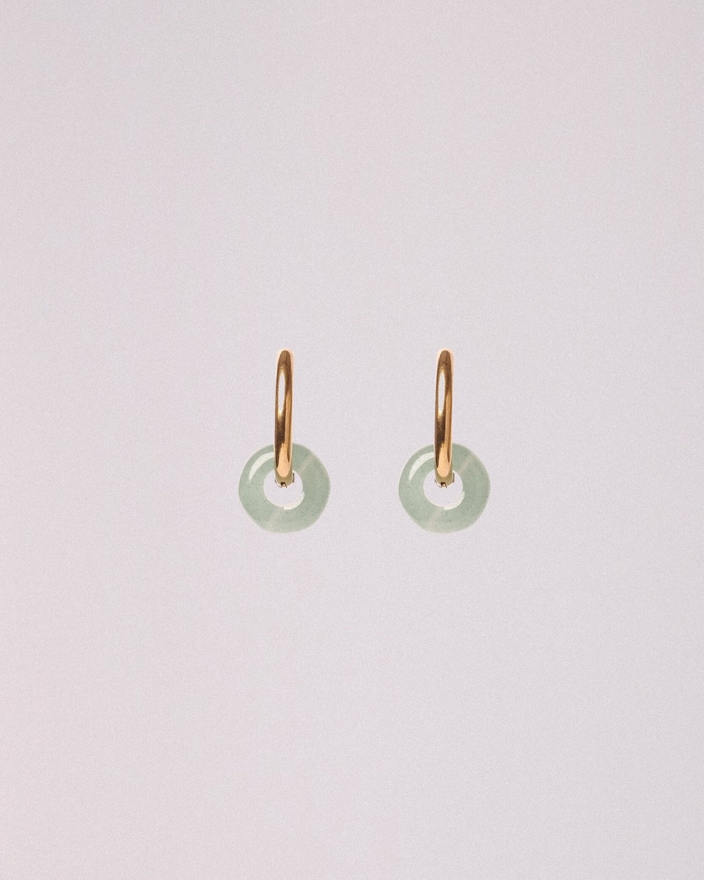 Pendientes Órbita Acero Inoxidable Dorado Aventurina