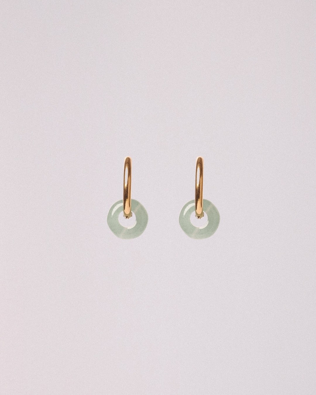 Pendientes Órbita Acero Inoxidable Dorado Aventurina