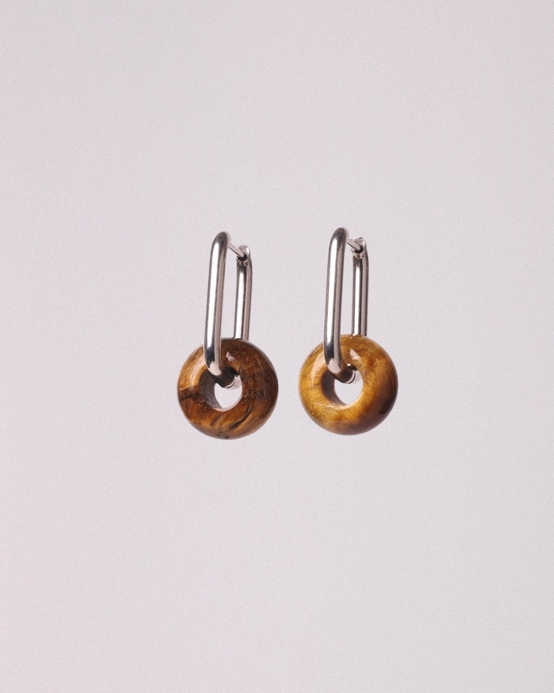 Pendientes Órbita Max Acero Inoxidable Ojo de Tigre
