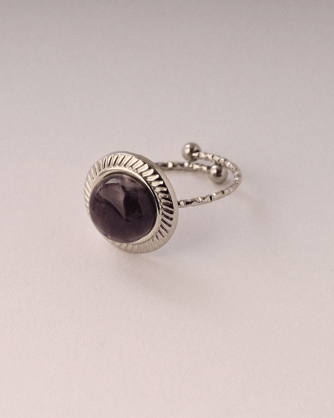 Anillo Astro Acero Inoxidable Amatista - Positive Jewels