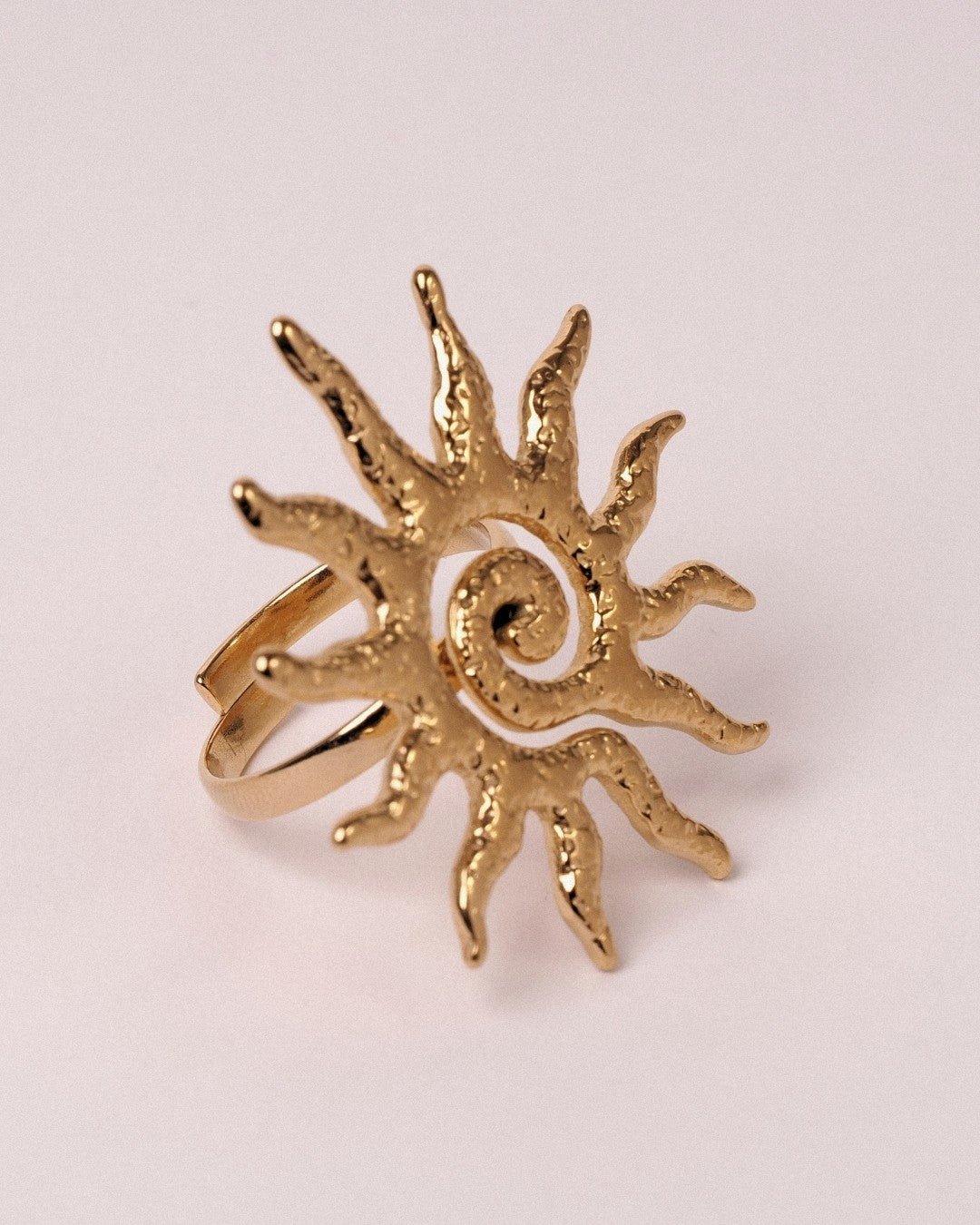 Anillo Sol Acero Inoxidable Dorado - Positive Jewels