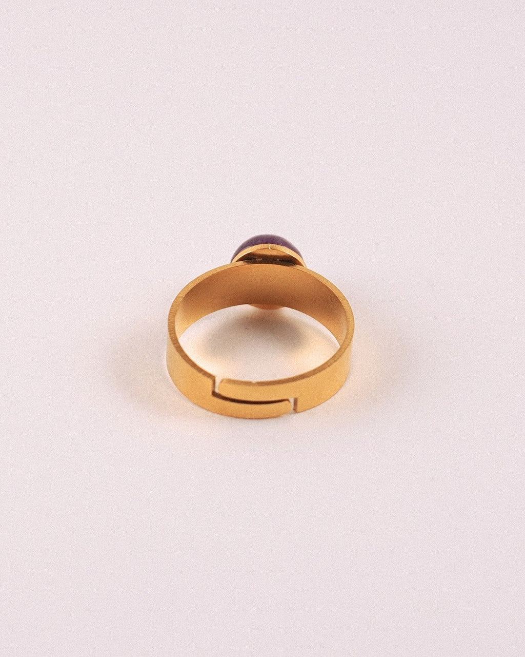 Anillo Universo Acero Inoxidable Dorado Amatista - Positive Jewels