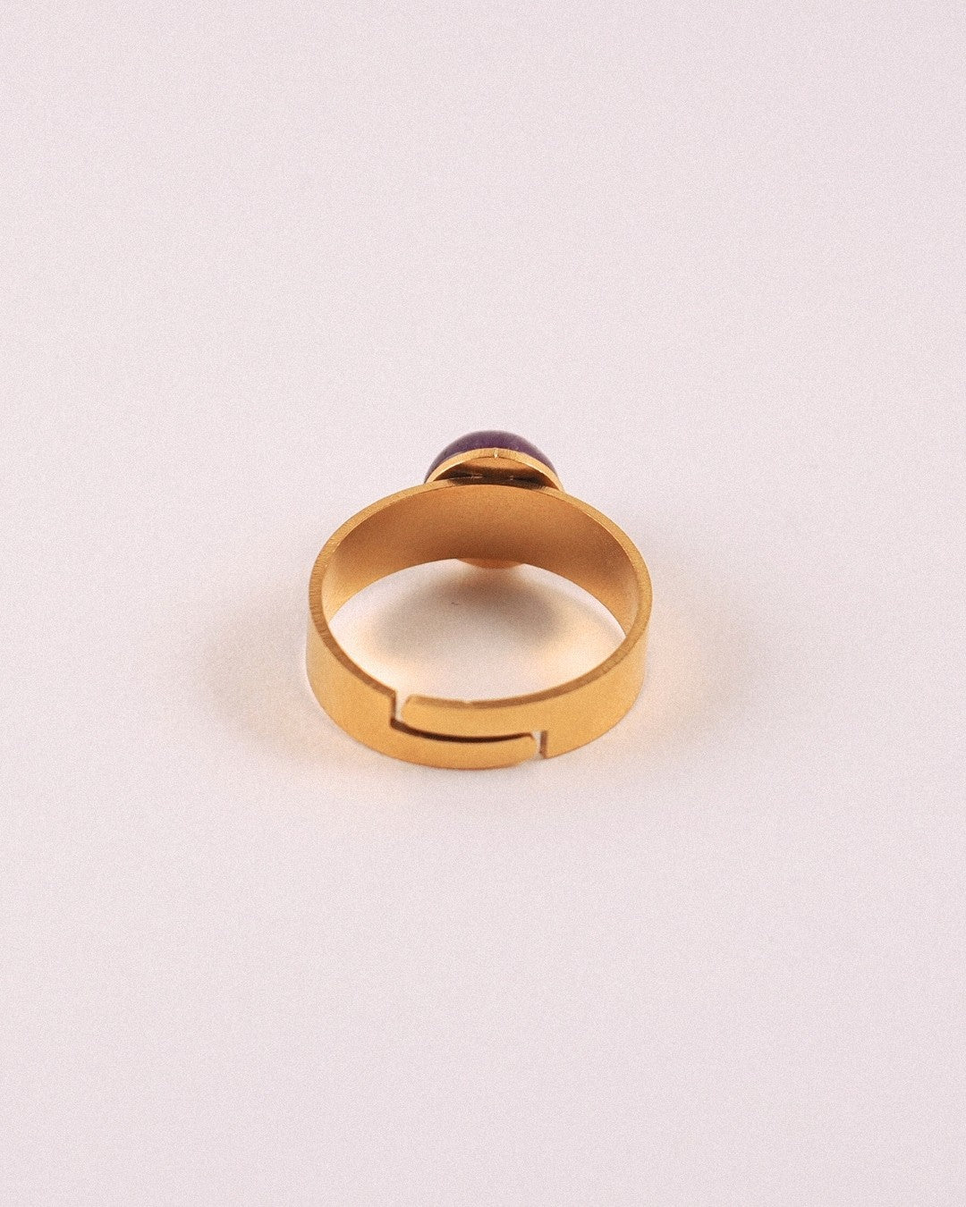 Anillo Universo Acero Inoxidable Dorado Amatista - Positive Jewels