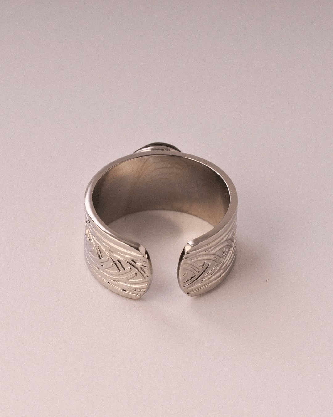 Anillo Eclipse Acero Inoxidable Ágata Negra - Positive Jewels