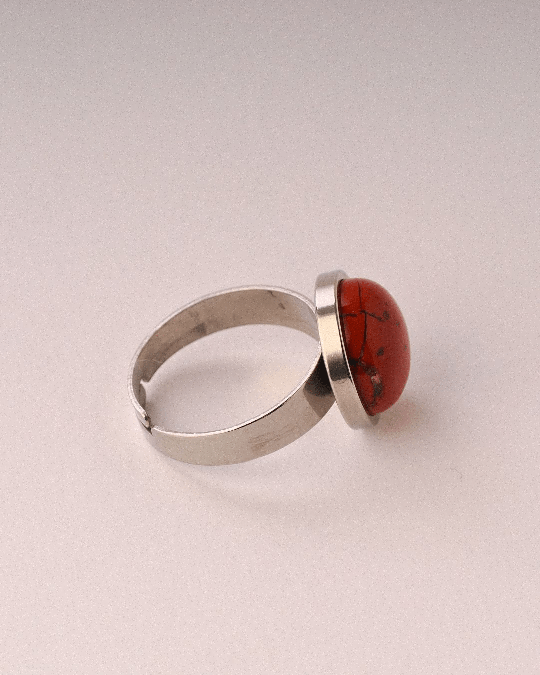 Anillo Nova Acero Inoxidable Jaspe Rojo - Positive Jewels