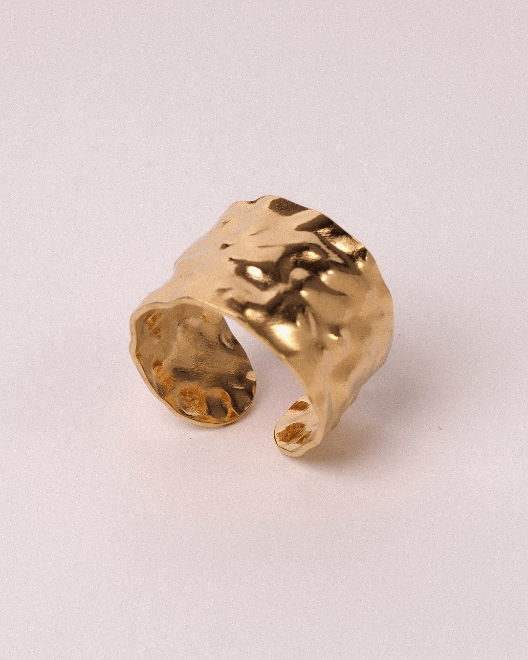 Anillo Corteza Acero Inoxidable Dorado - Positive Jewels