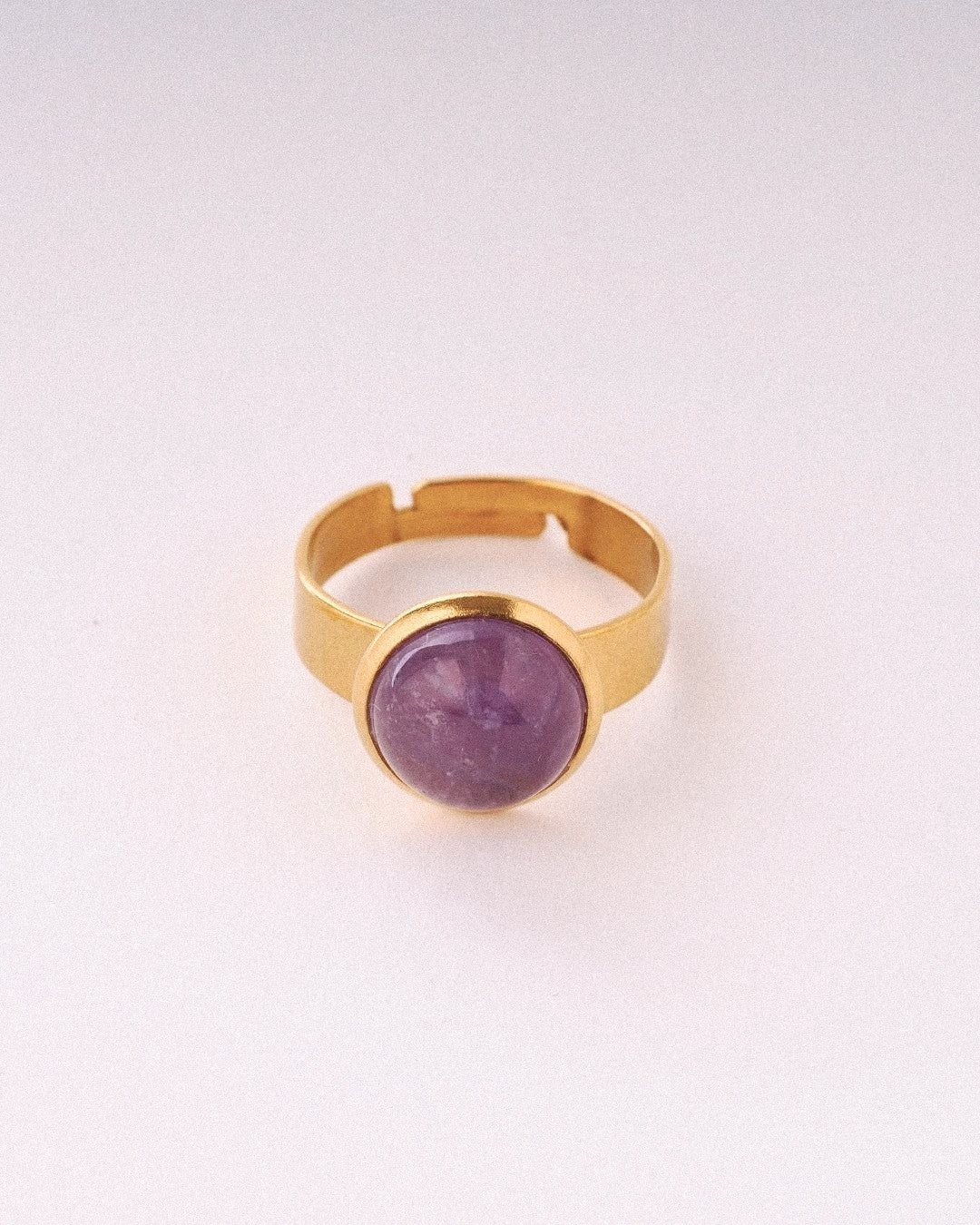 Anillo Cosmos Acero Inoxidable Dorado Amatista - Positive Jewels