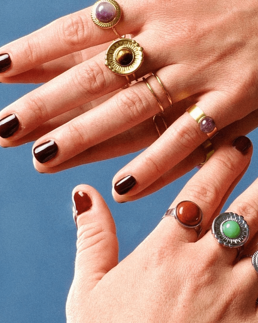 Anillo Nova Acero Inoxidable Jaspe Rojo - Positive Jewels