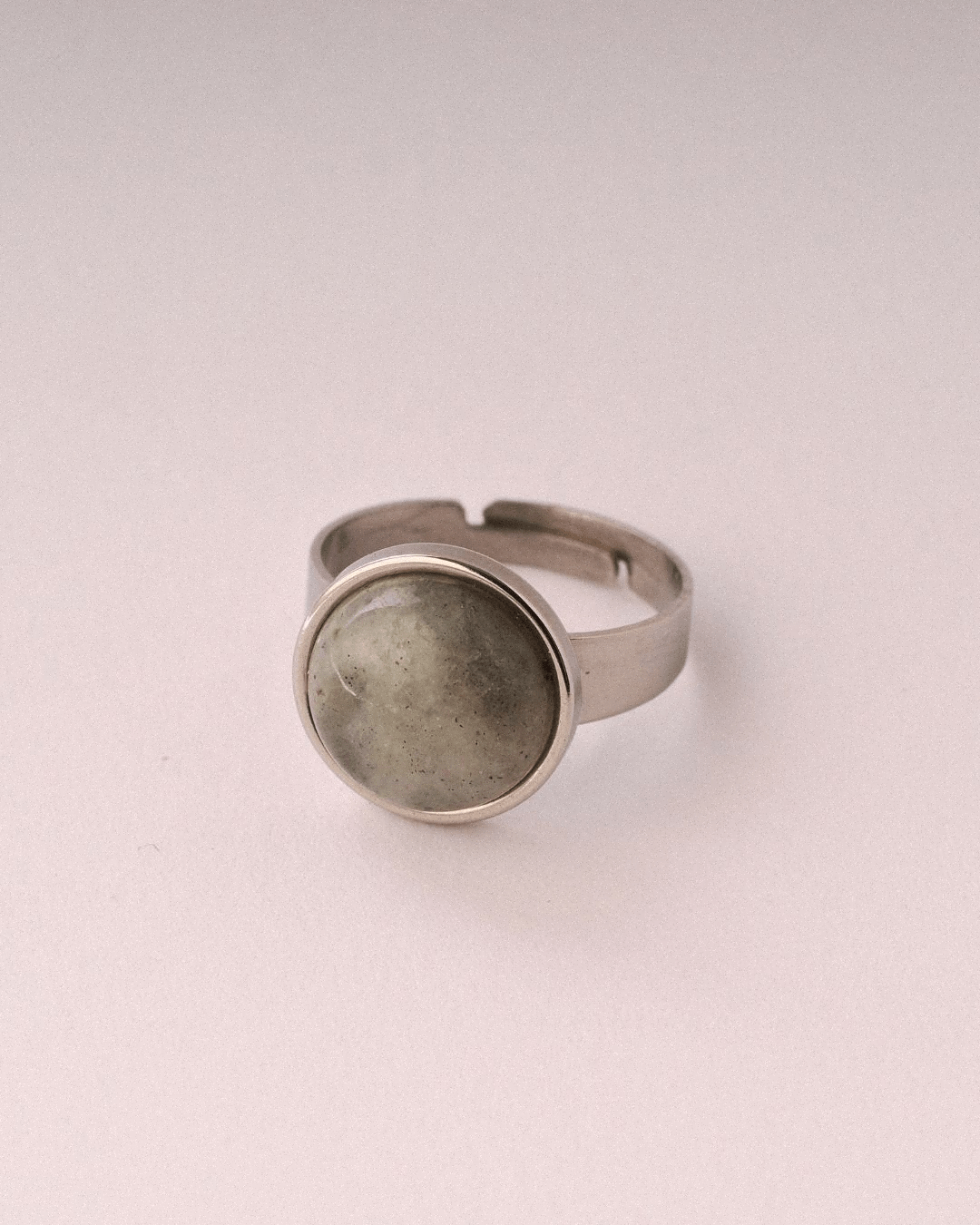 Anillo Luna Acero Inoxidable Labradorita - Positive Jewels