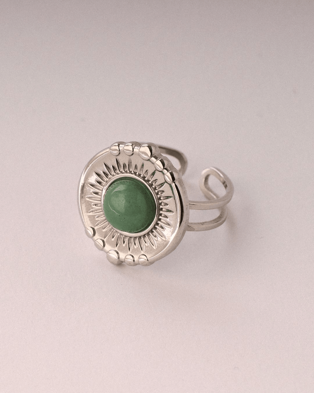 Anillo Saturno Acero Inoxidable Aventurina - Positive Jewels