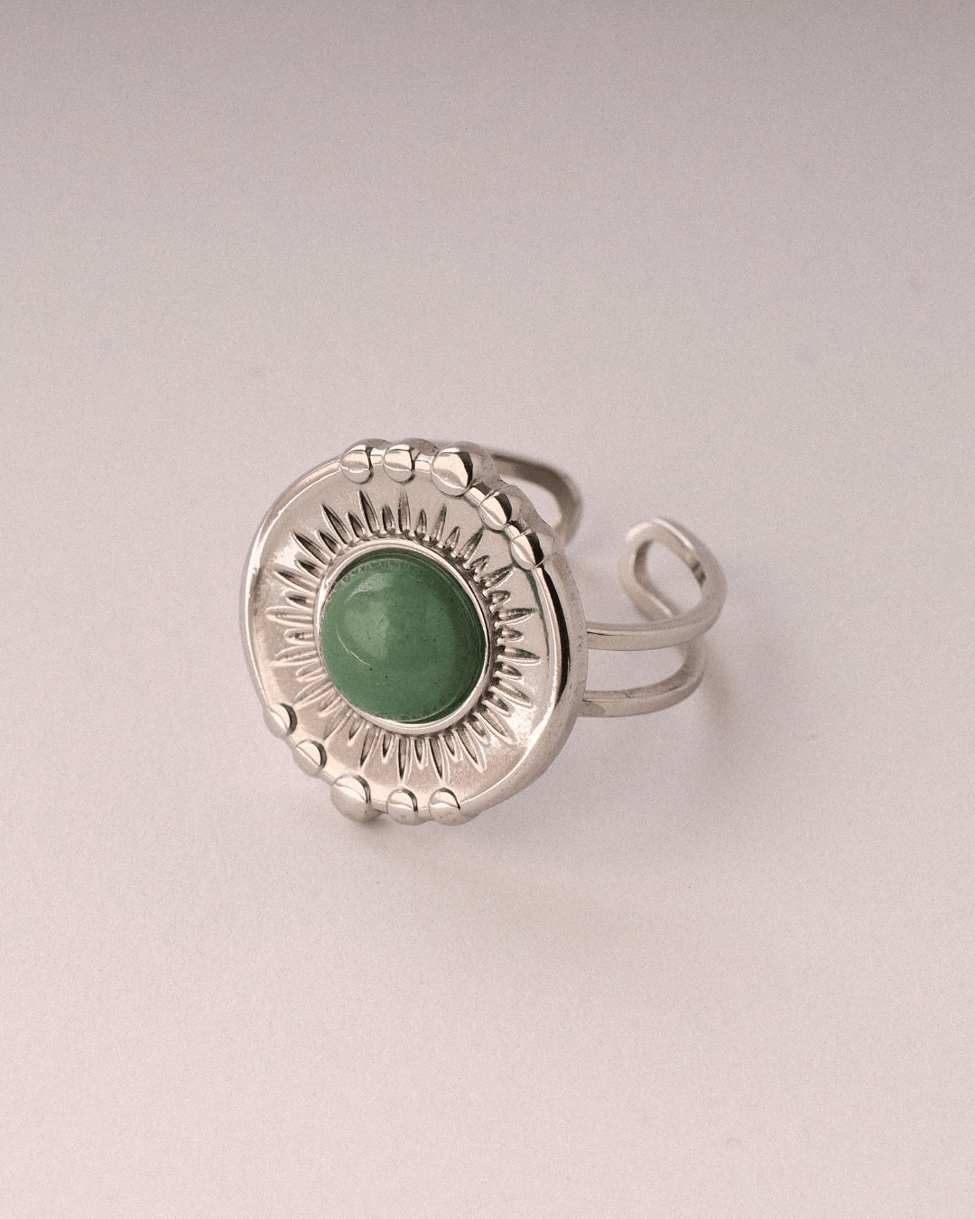 Anillo Saturno Acero Inoxidable Aventurina - Positive Jewels