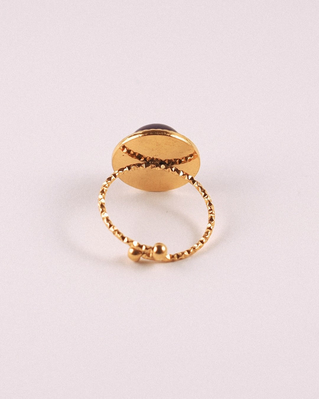 Anillo Astro Acero Inoxidable Dorado Amatista - Positive Jewels