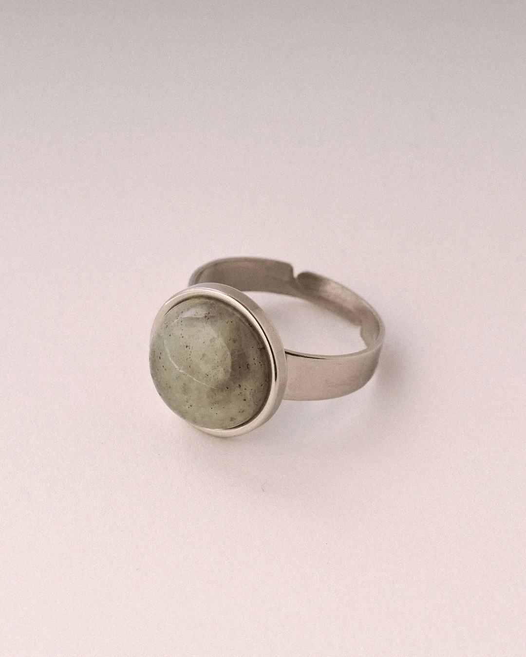 Anillo Luna Acero Inoxidable Labradorita - Positive Jewels