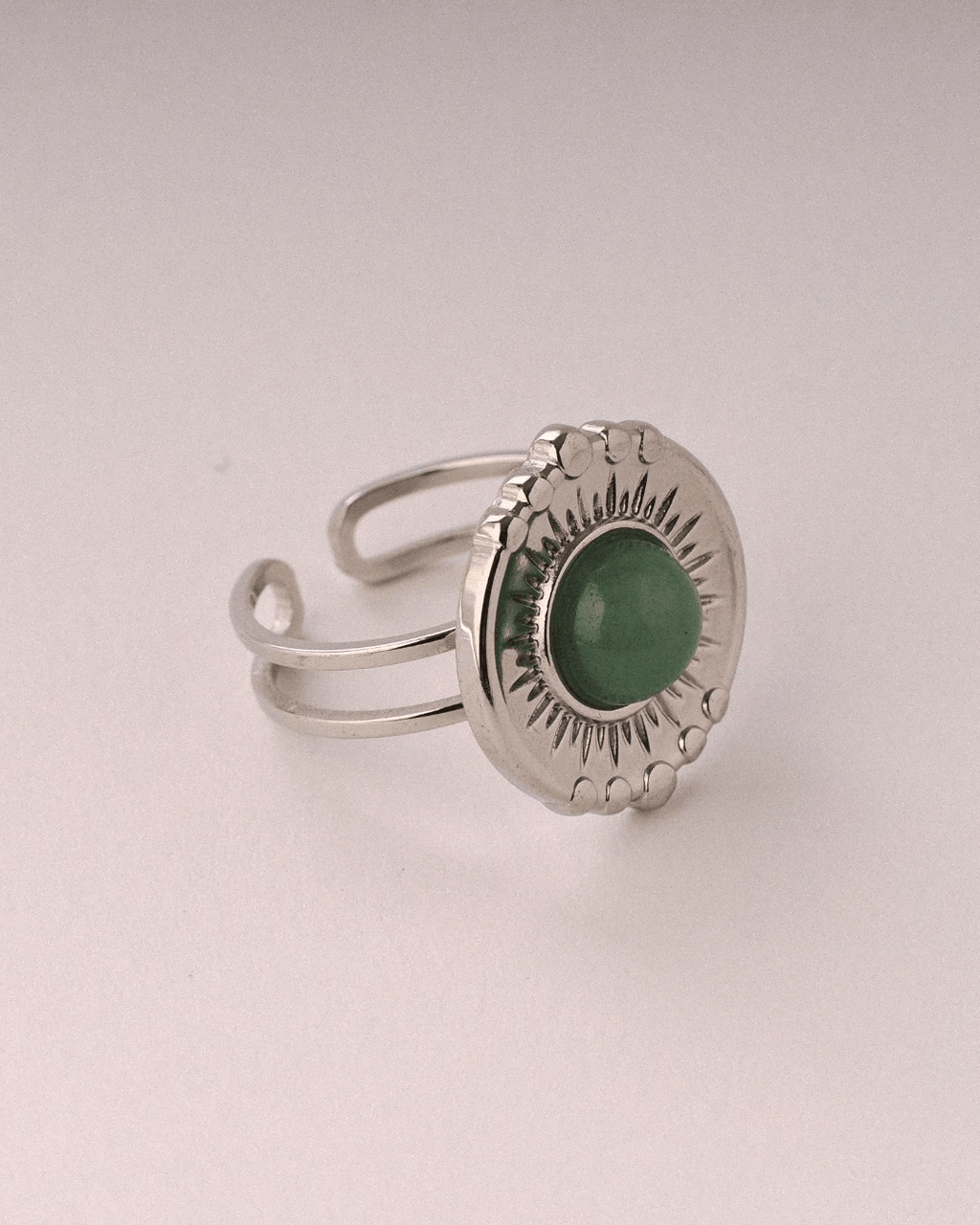 Anillo Saturno Acero Inoxidable Aventurina - Positive Jewels