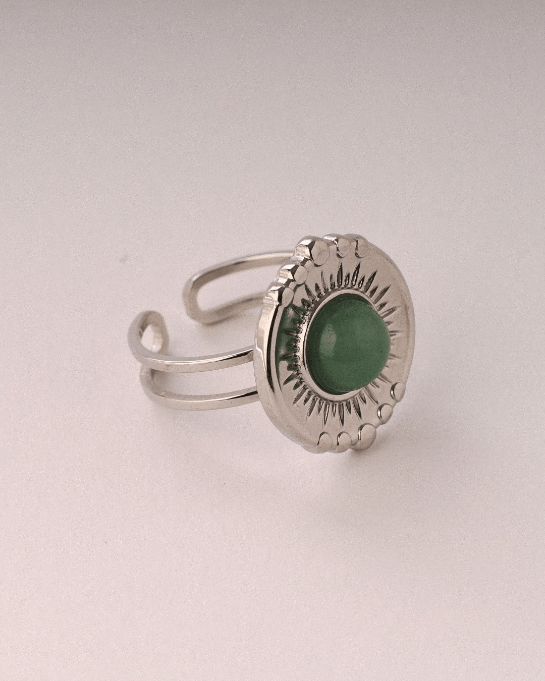 Anillo Saturno Acero Inoxidable Aventurina - Positive Jewels