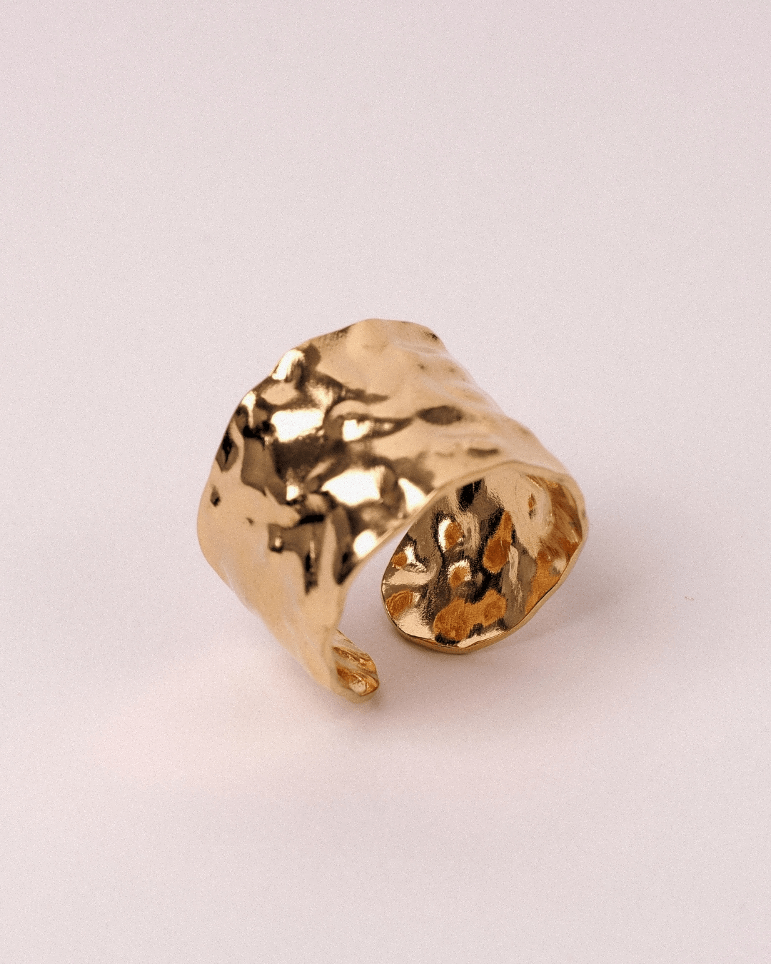 Anillo Corteza Acero Inoxidable Dorado - Positive Jewels