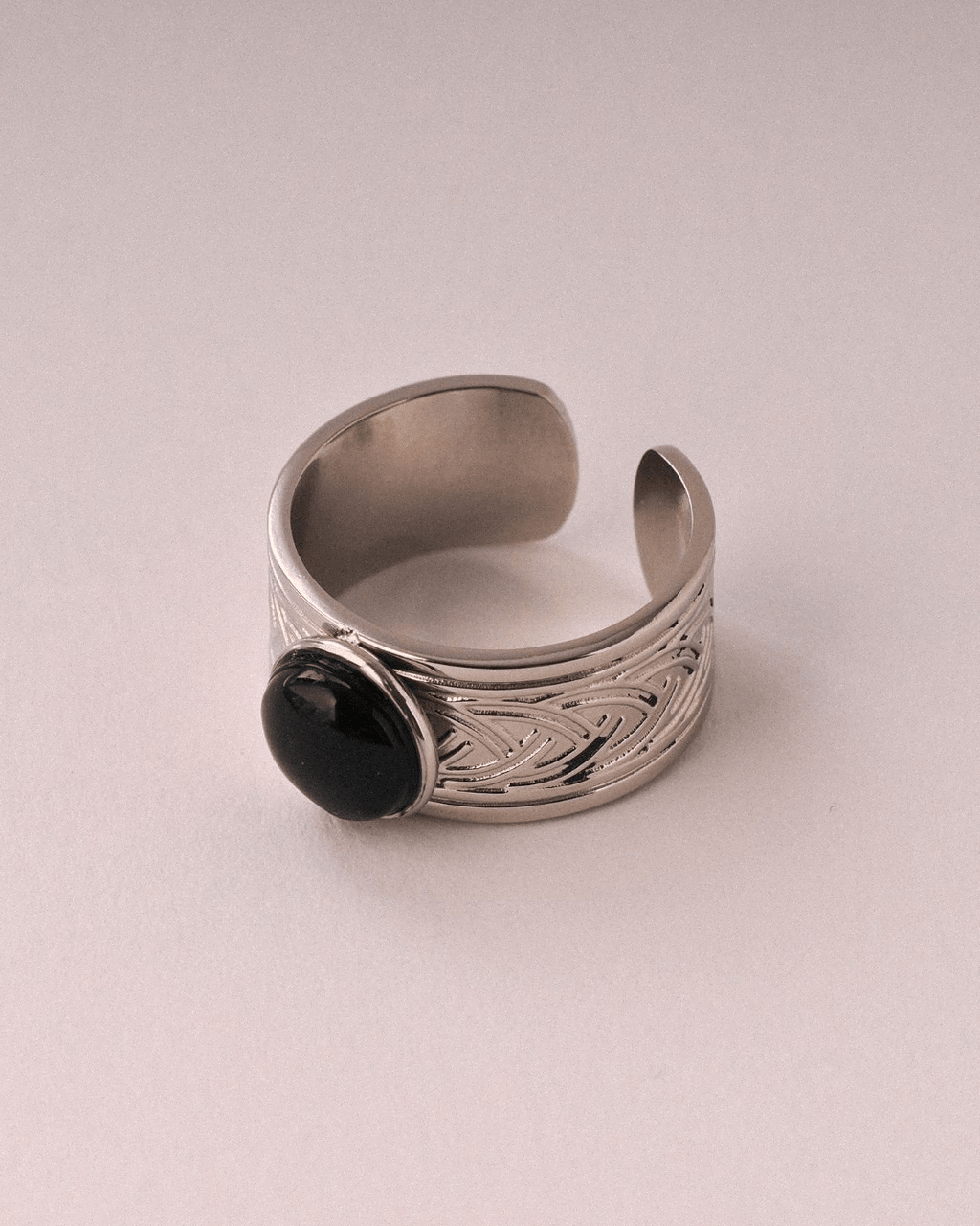 Anillo Eclipse Acero Inoxidable Ágata Negra - Positive Jewels