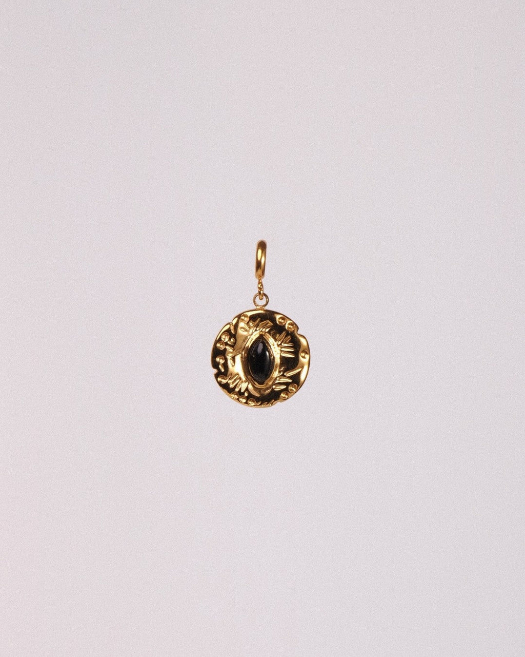 Charm Ojo de Serpiente Acero Inoxidable Dorado Ágata Negra - Positive Jewels