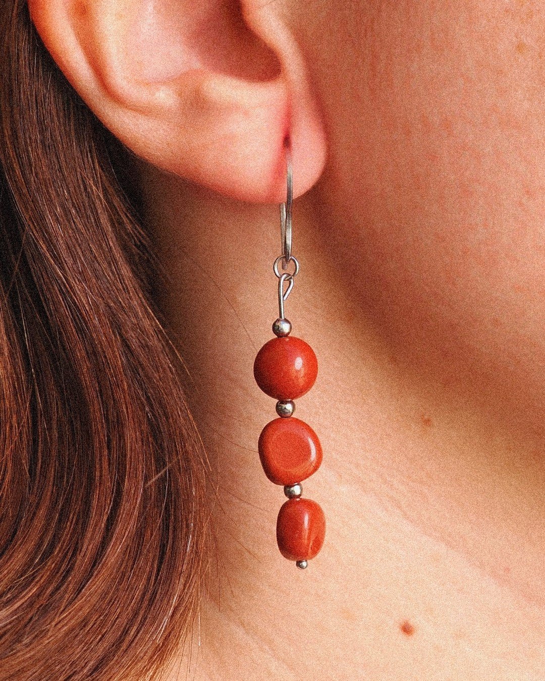 Pendientes Marte Acero Inoxidable Jaspe Rojo - Positive Jewels
